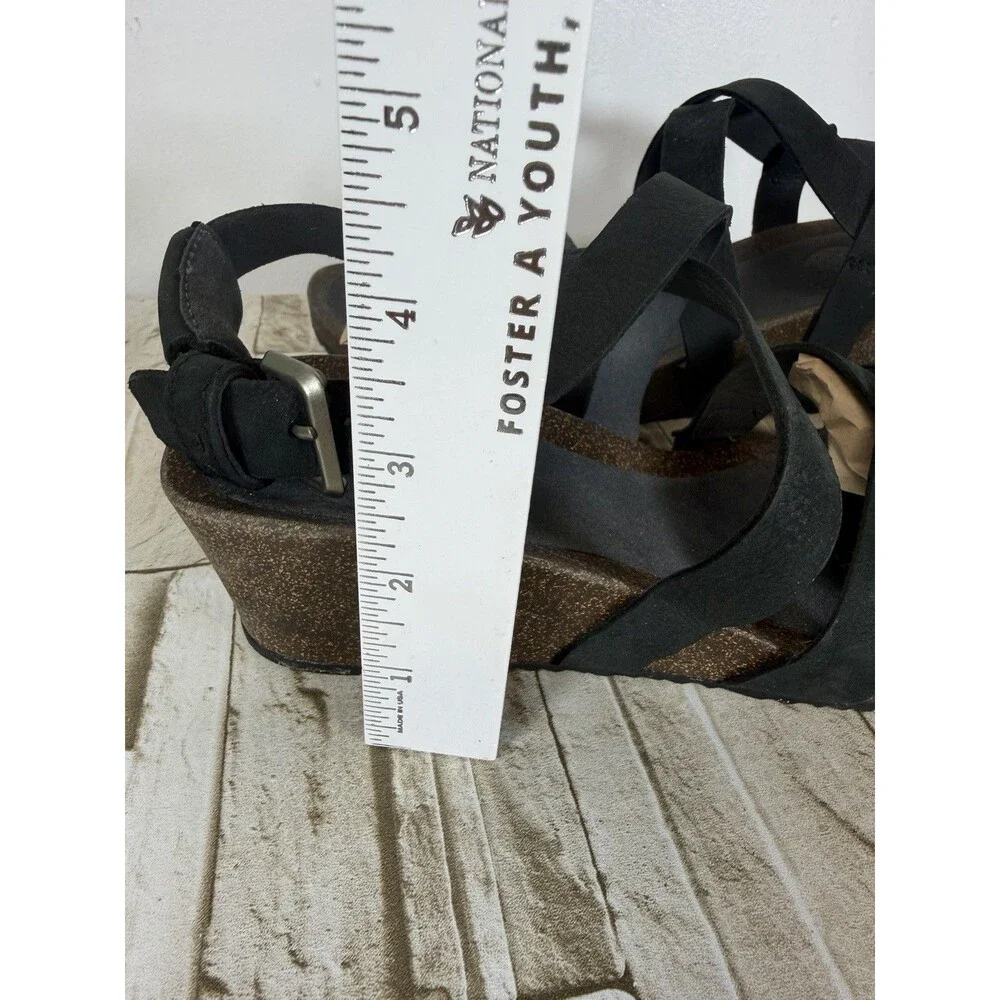 Teva Womens Mahonia Sandal Size 8 Black Nubuck Cork Wedge Heel Outdoor Casual